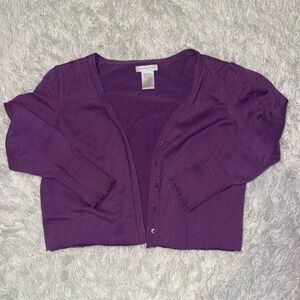 Y2k cropped Purple Cardigan Sweater with lettuce/ruffle trim detail